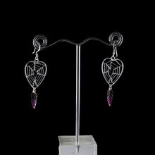 Load image into Gallery viewer, 925 Sterling Silver Heart Dreamcatcher Earrings - Spider Net Design (925ER031)
