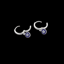 Load image into Gallery viewer, 925 Sterling Hugie Earrings Evil Eye Drop Silver (925ER055)
