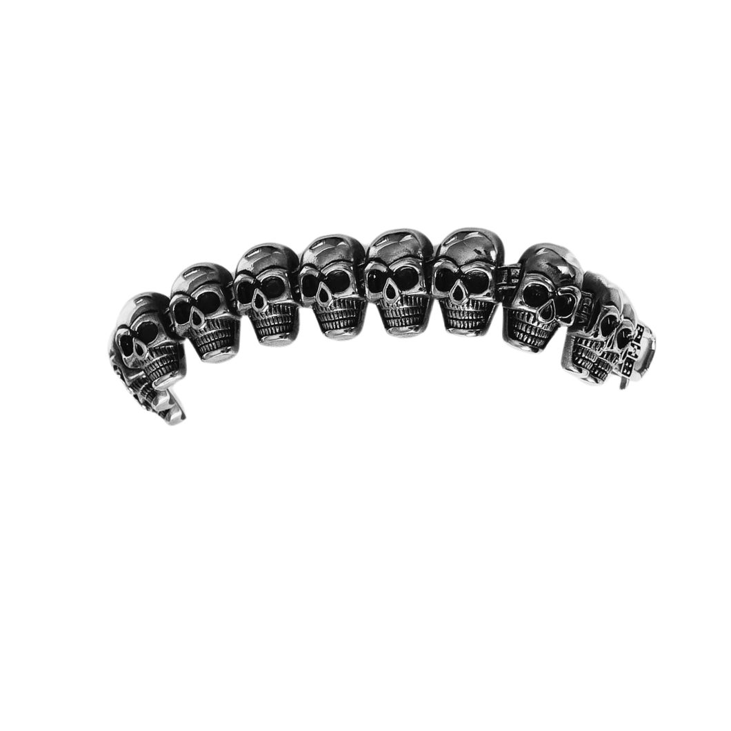 High-Grade Stainless Steel Skull Link Bracelet - Fearless & Unforgettable (SSBRAC046)