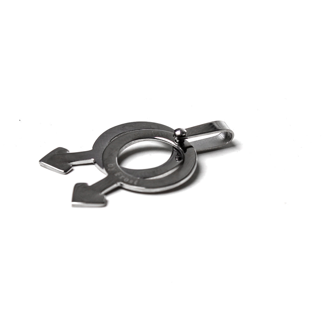 Male and Male joined together symbol, LGBT pendant, pride pendant, same sex couple symbol Stainless Steel Pendant (SSP026)