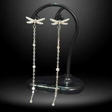 Load image into Gallery viewer, Elegant Long Drop Earrings with CZ - 925 Sterling Silver (925ER023)
