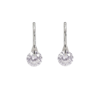 Load image into Gallery viewer, 925 Sterling Hook Earrings with round CZ Stone Silver (925ER058)
