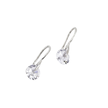 Load image into Gallery viewer, 925 Sterling Hook Earrings with round CZ Stone Silver (925ER058)
