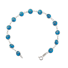 Load image into Gallery viewer, Evil Eye beaded 925 Sterling Silver Bracelet (925BRAC014)
