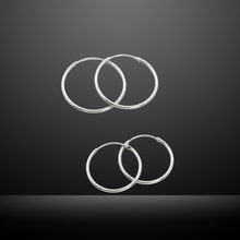 Load image into Gallery viewer, Set of Two Pairs 925 Sterling Silver Fine Hoops 2.3 cm and 1.8 cm Diameter (925ER046)
