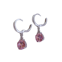 Load image into Gallery viewer, Huggies 925 Sterling Silver Earrings with Pink CZ Stone (925ER008)
